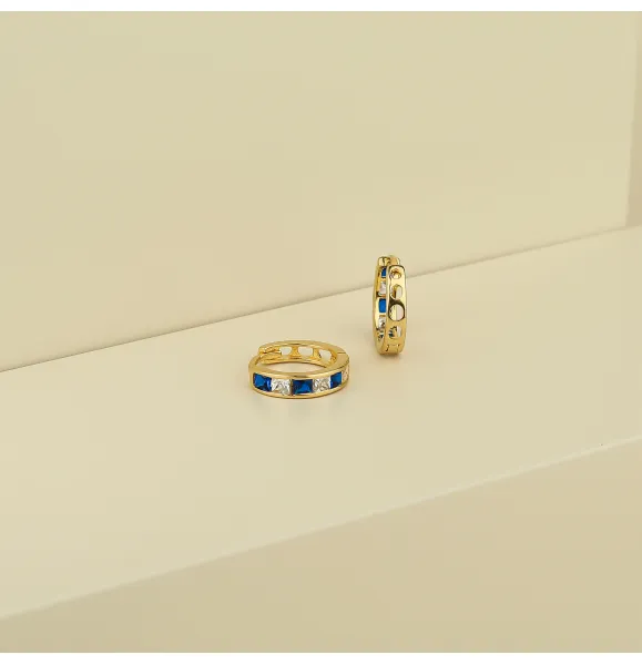 18k gold crescent hoop earrings, made in Turkey