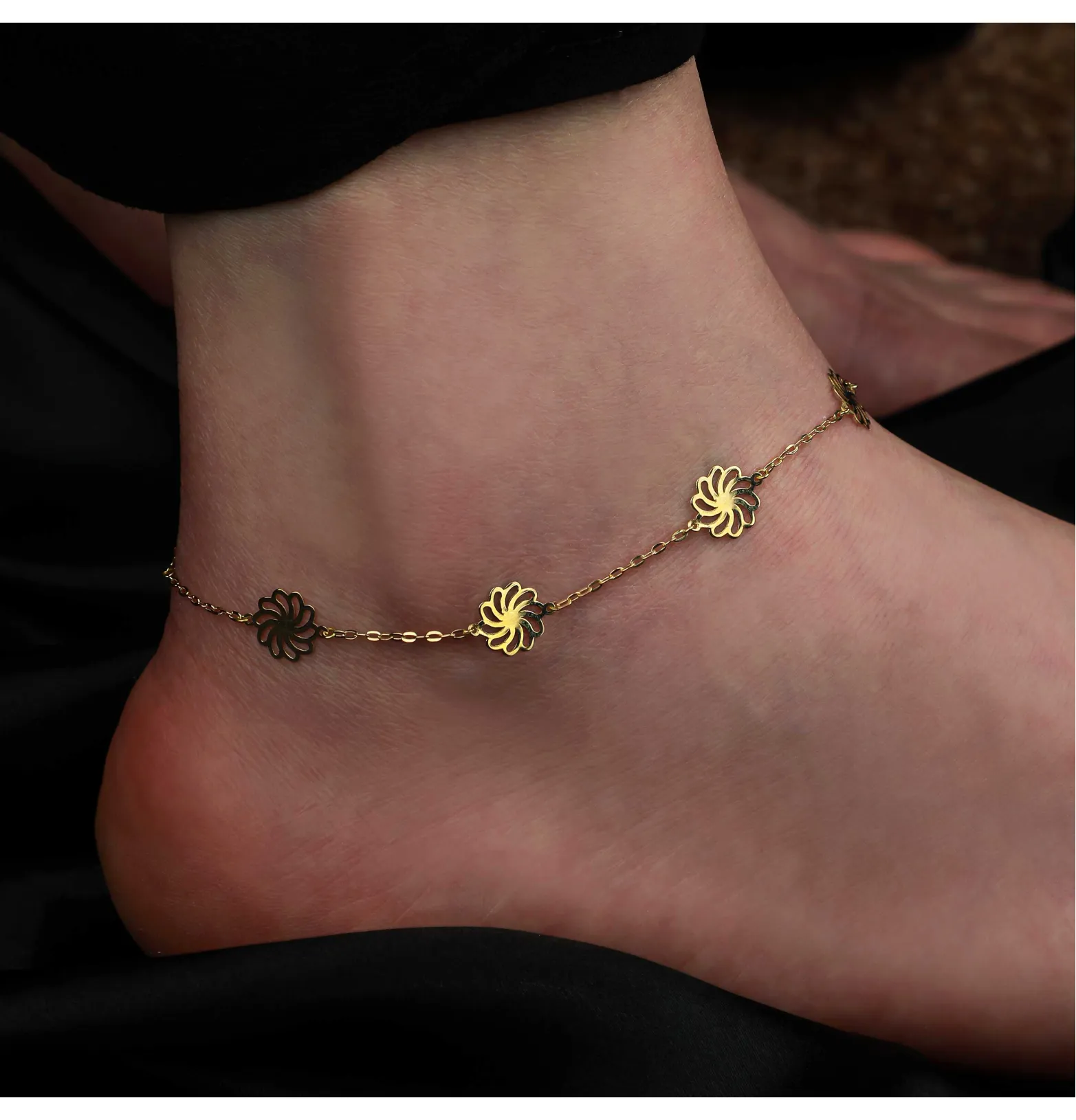 18 karat gold anklet, Turkish made