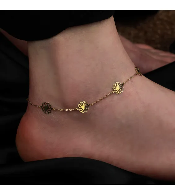 18 karat gold anklet, Turkish made