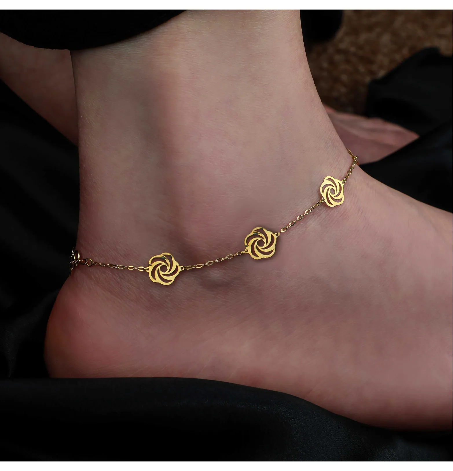 18 karat gold anklet, Turkish made