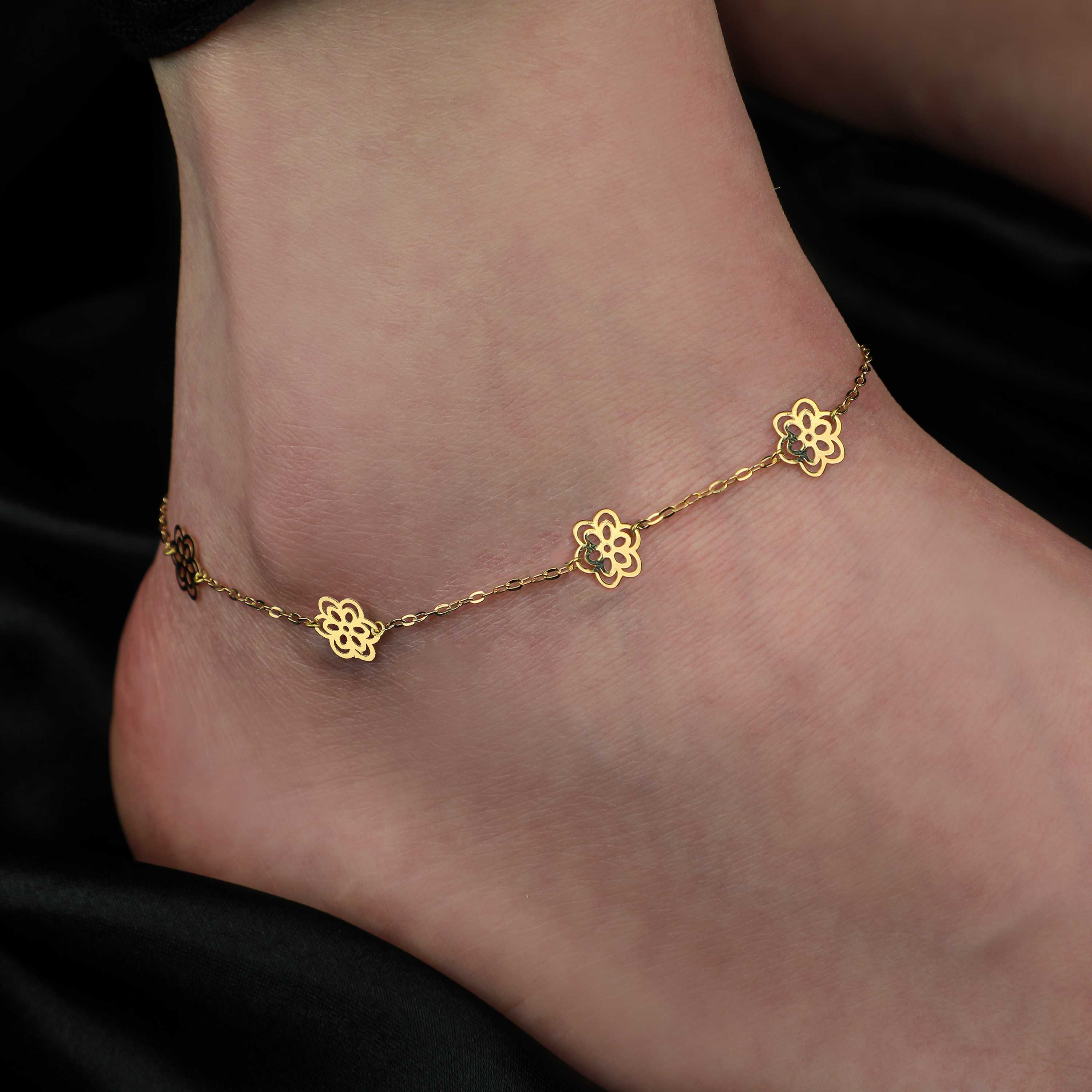 18 karat gold anklet, Turkish made