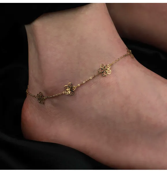 18 karat gold anklet, Turkish made