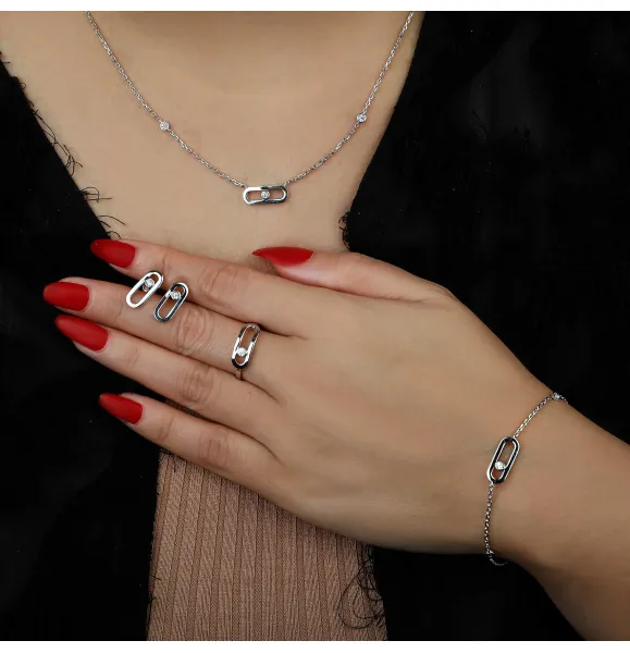 Miska set, 18-karat white gold, made in Turkey