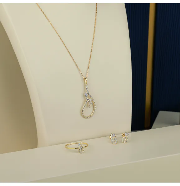 18 karat gold set, Turkish made - (H-578)