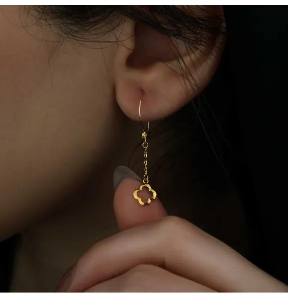21 karat gold pendant earrings, made in Turkey