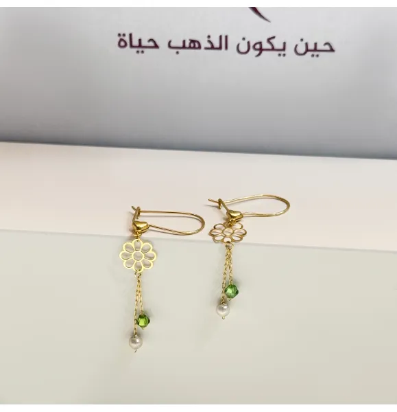 21 karat gold pendant earrings, made in Turkey