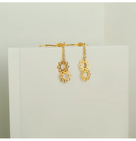 21 karat gold pendant earrings, made in Turkey