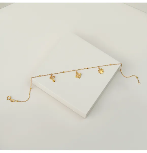 21 karat gold anklet, Turkish made - (H-859)
