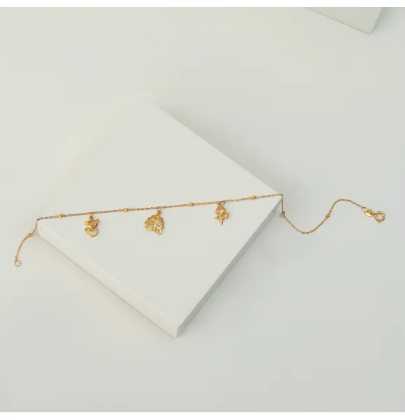 21 karat gold anklet, Turkish made - (H-860)