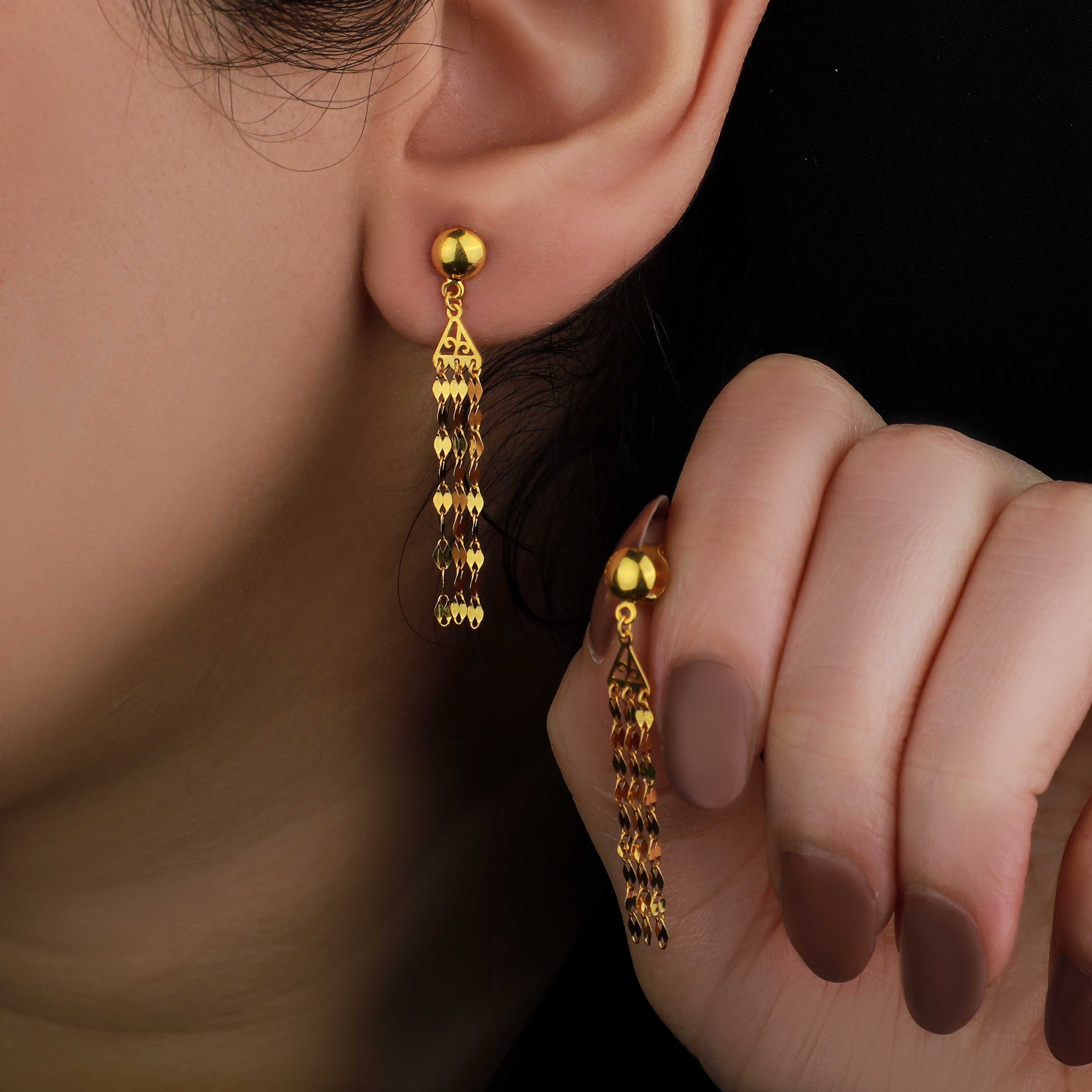 21 karat gold earrings, made in Turkey