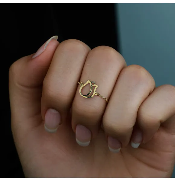 18k gold chain ring, Turkish made