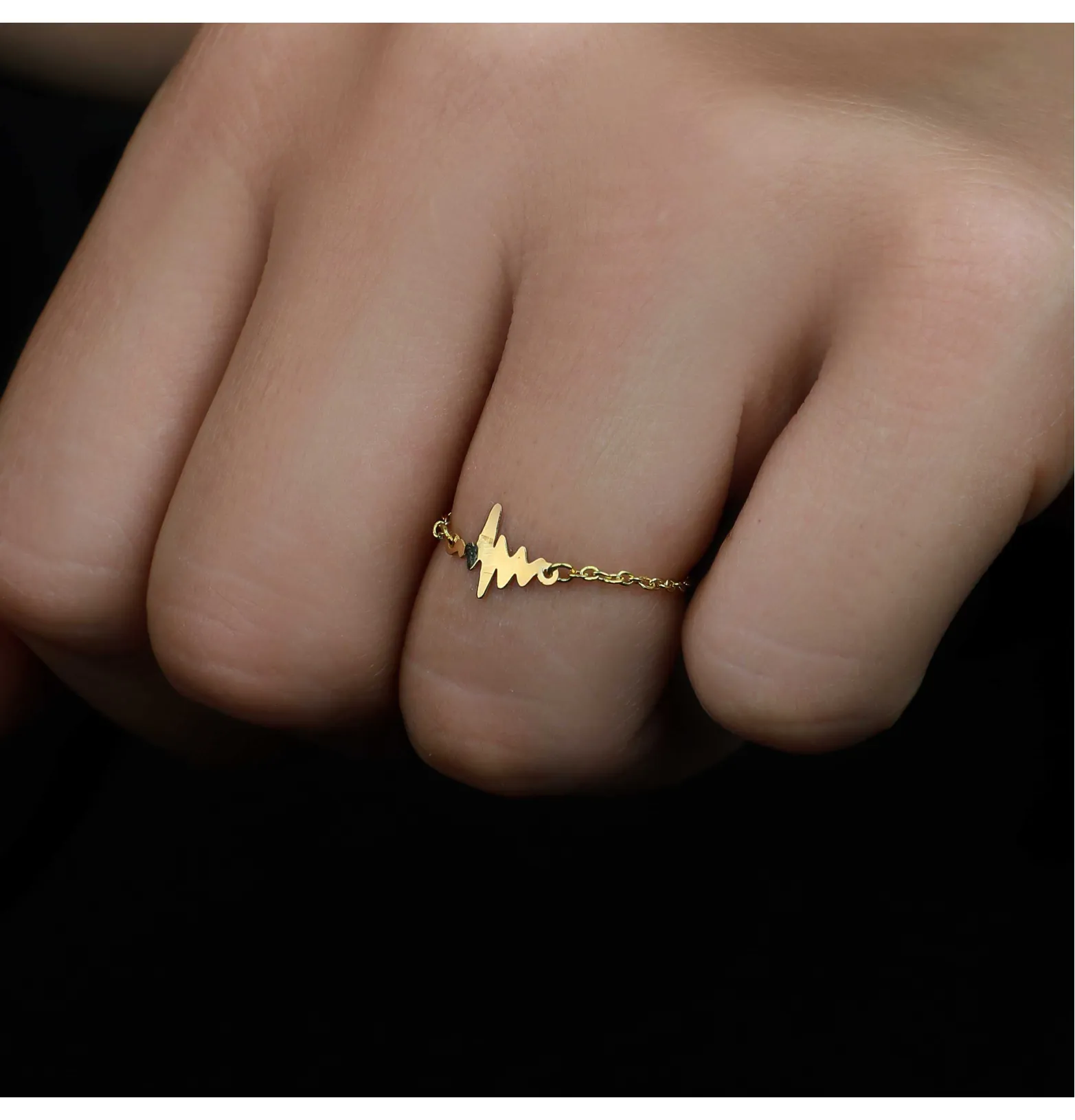 18k gold chain ring, Turkish made