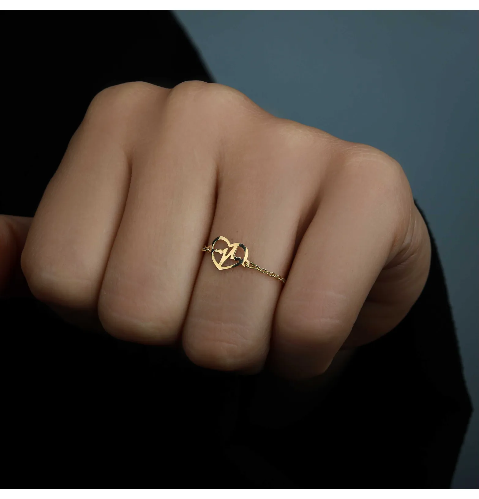 18k gold chain ring, Turkish made
