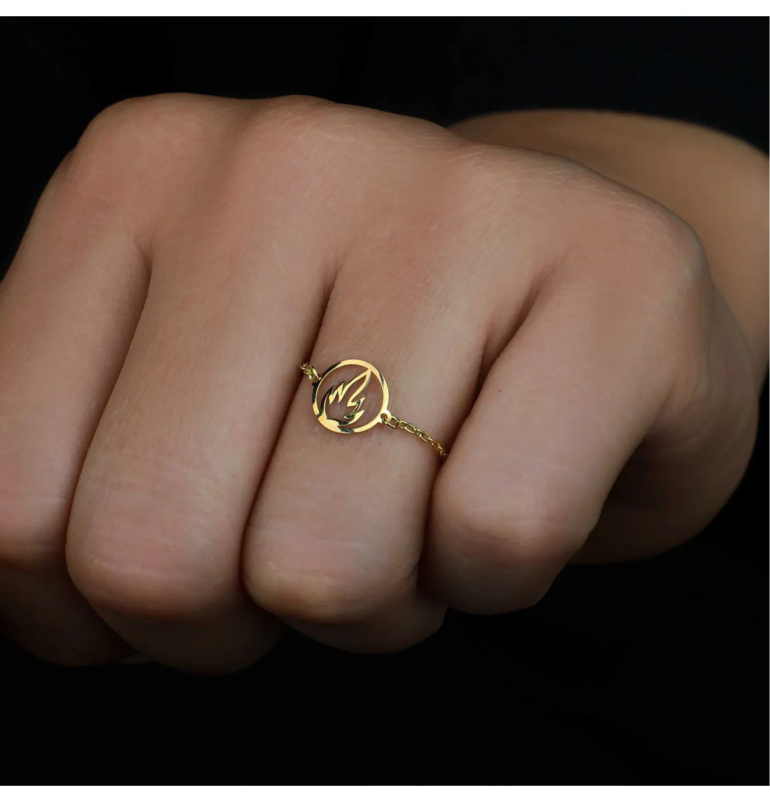 18k gold chain ring, Turkish made