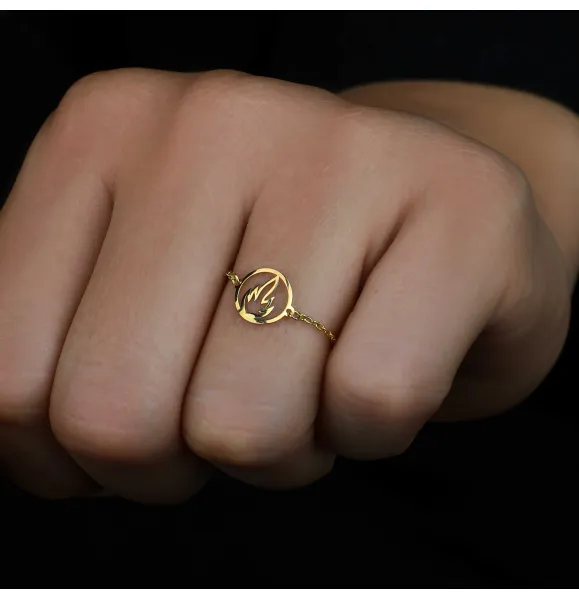 18k gold chain ring, Turkish made