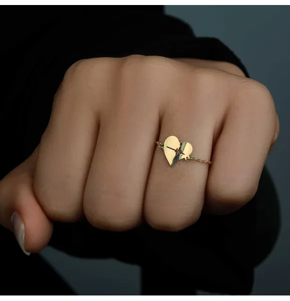 18k gold chain ring, Turkish made