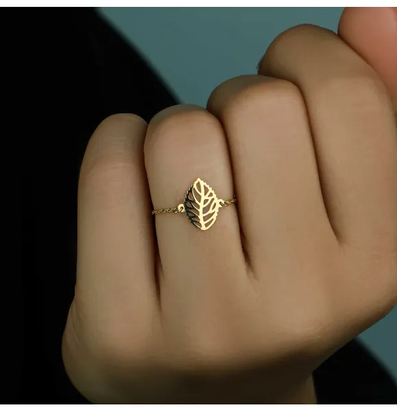 18k gold chain ring, Turkish made