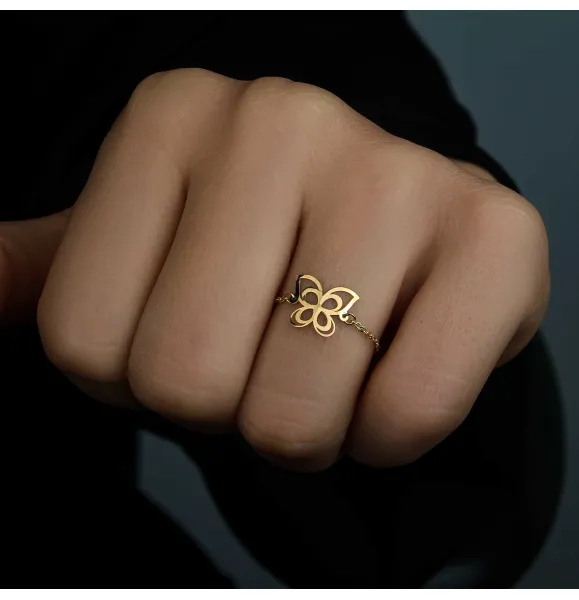 18k gold chain ring, Turkish made