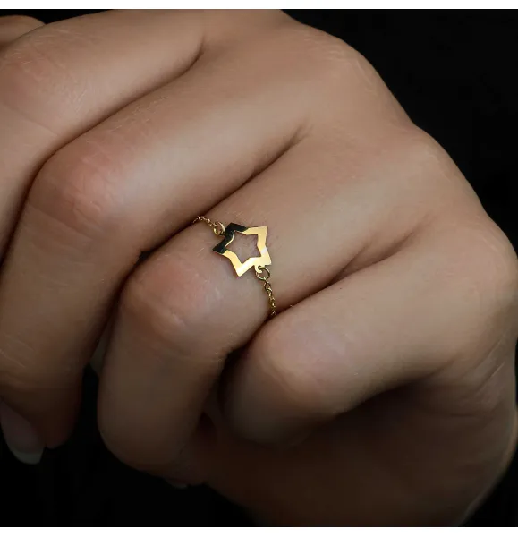 18k gold chain ring, Turkish made