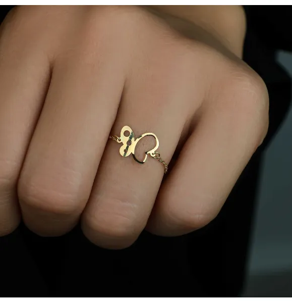 18k gold chain ring, Turkish made