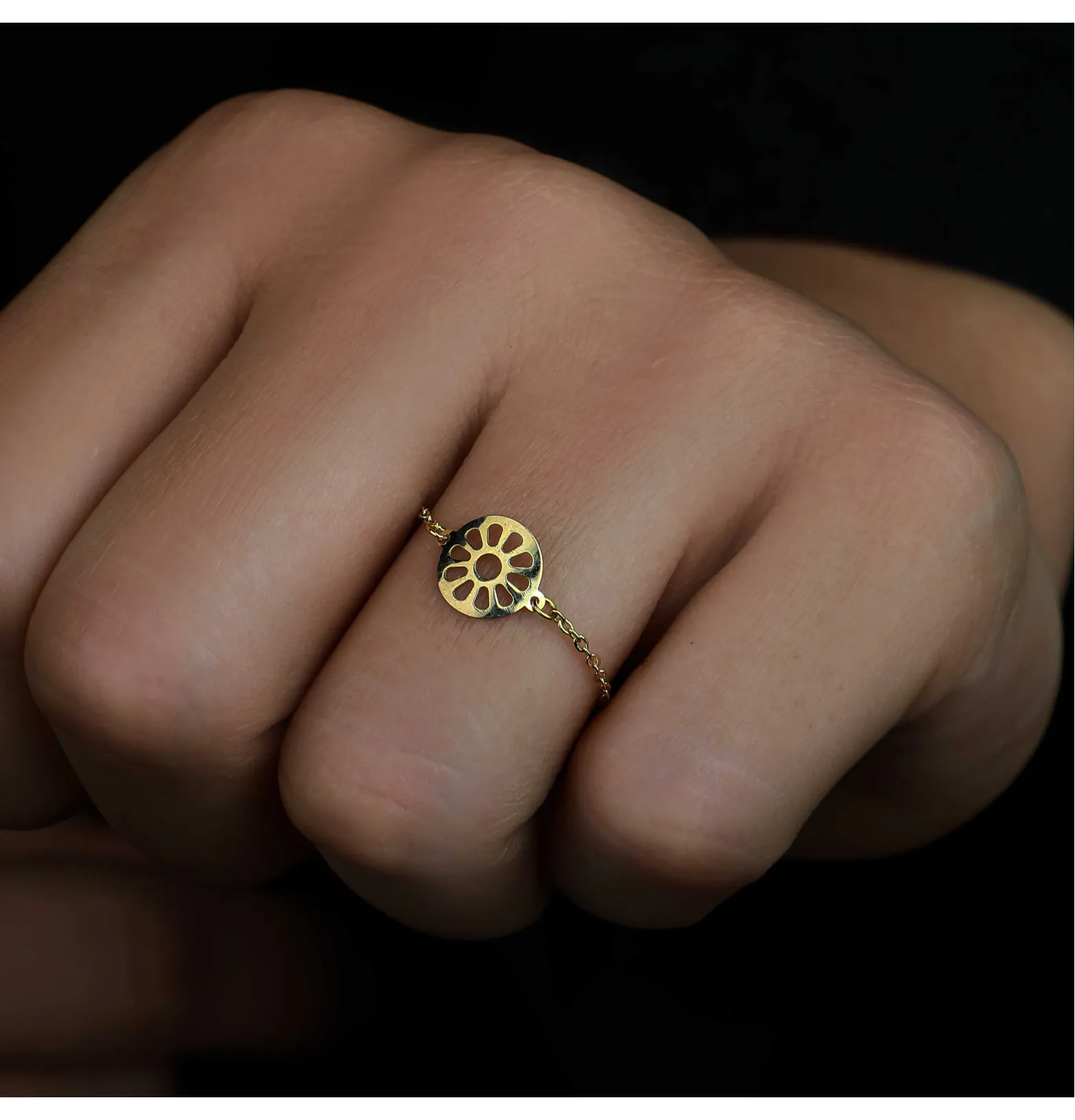 18k gold chain ring, Turkish made