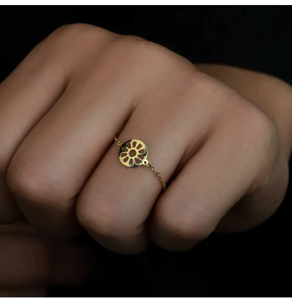 18k gold chain ring, Turkish made
