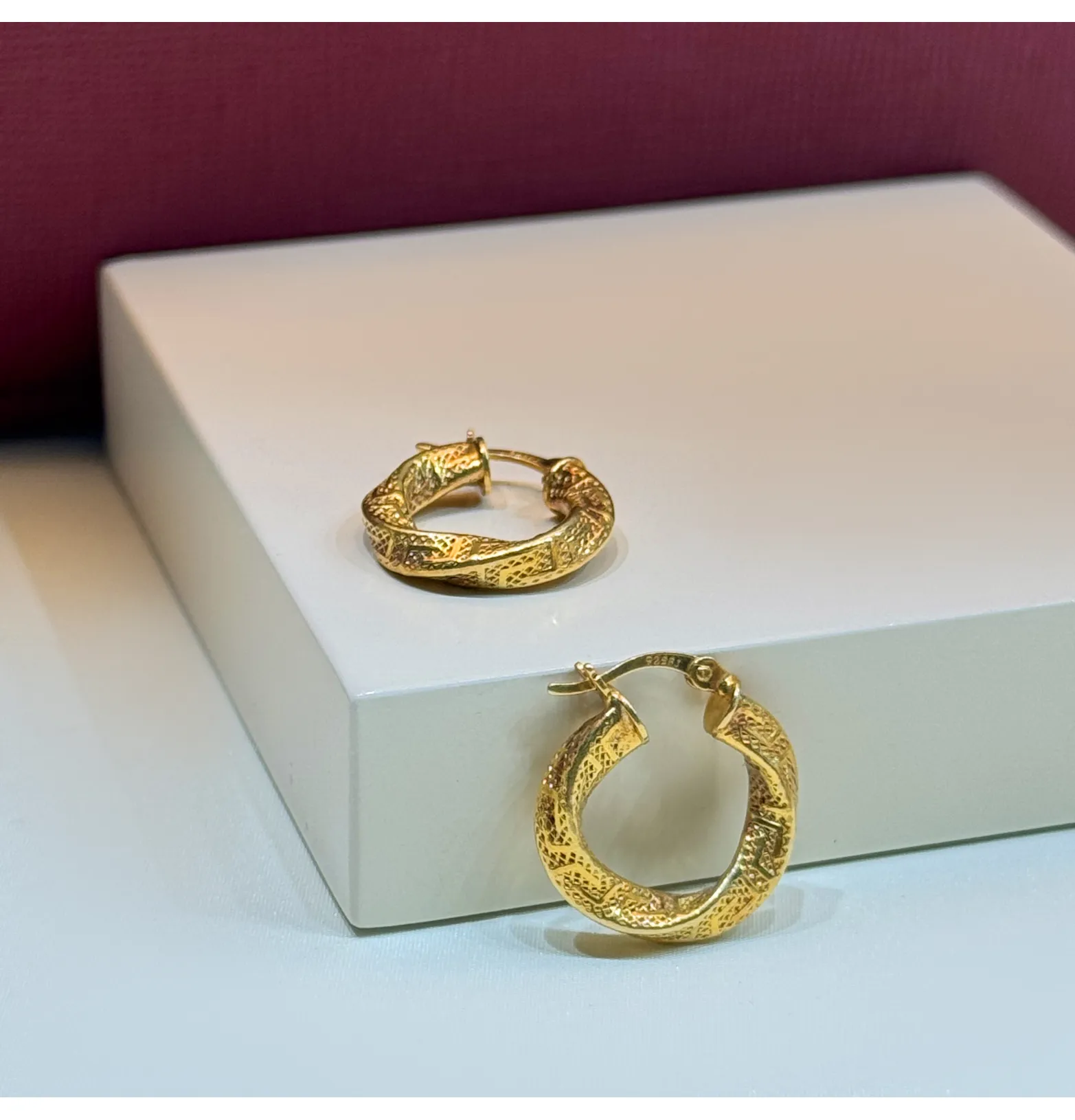 925 sterling silver plated crescent hoop