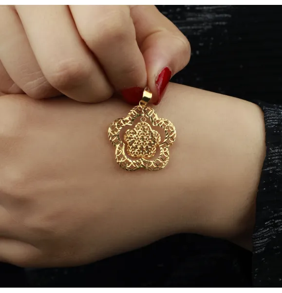 Heart-shaped pendant, 21 karat gold, Turkish made - (N-0190)