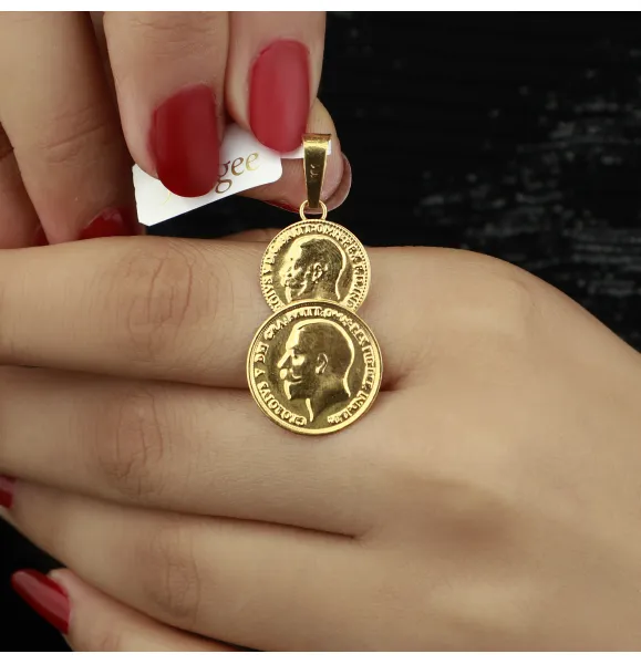 Heart-shaped pendant, 21 karat gold, Turkish made - (N-0200)