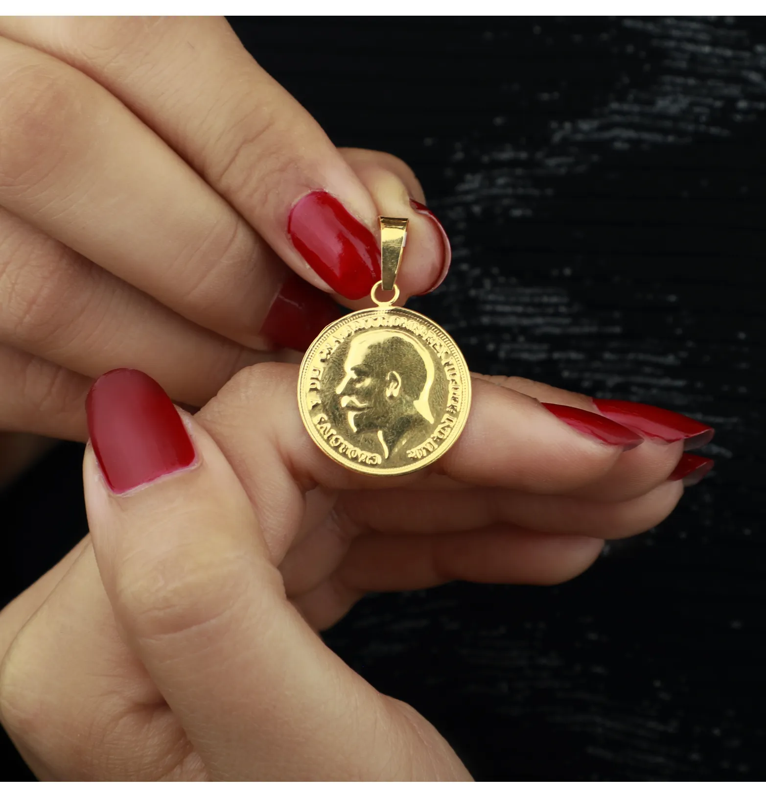 Heart-shaped pendant, 21 karat gold, Turkish made