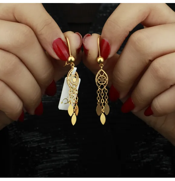 21-karat gold earrings, made in Kuwait - (N-0204)