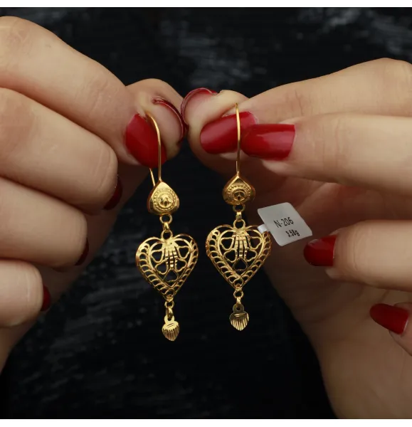 21-karat gold earrings, Omani made - (N-0206)