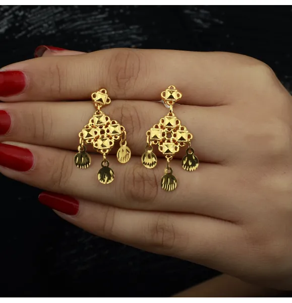 21-karat gold earrings, made in Singapore - (N-0208)