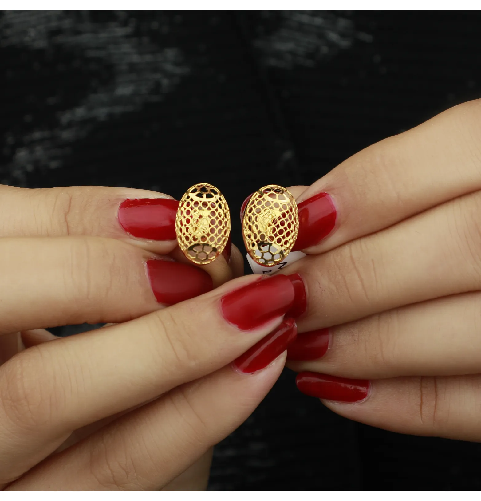 21-karat gold earrings, Turkish made