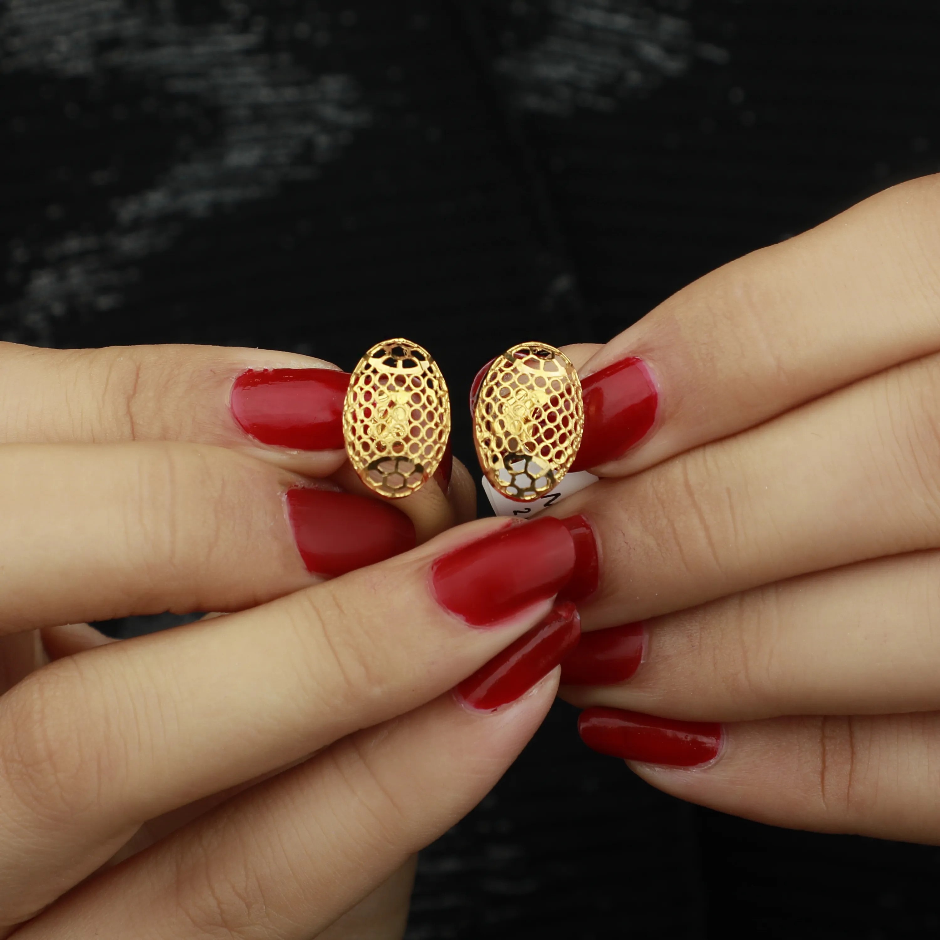 21-karat gold earrings, Turkish made