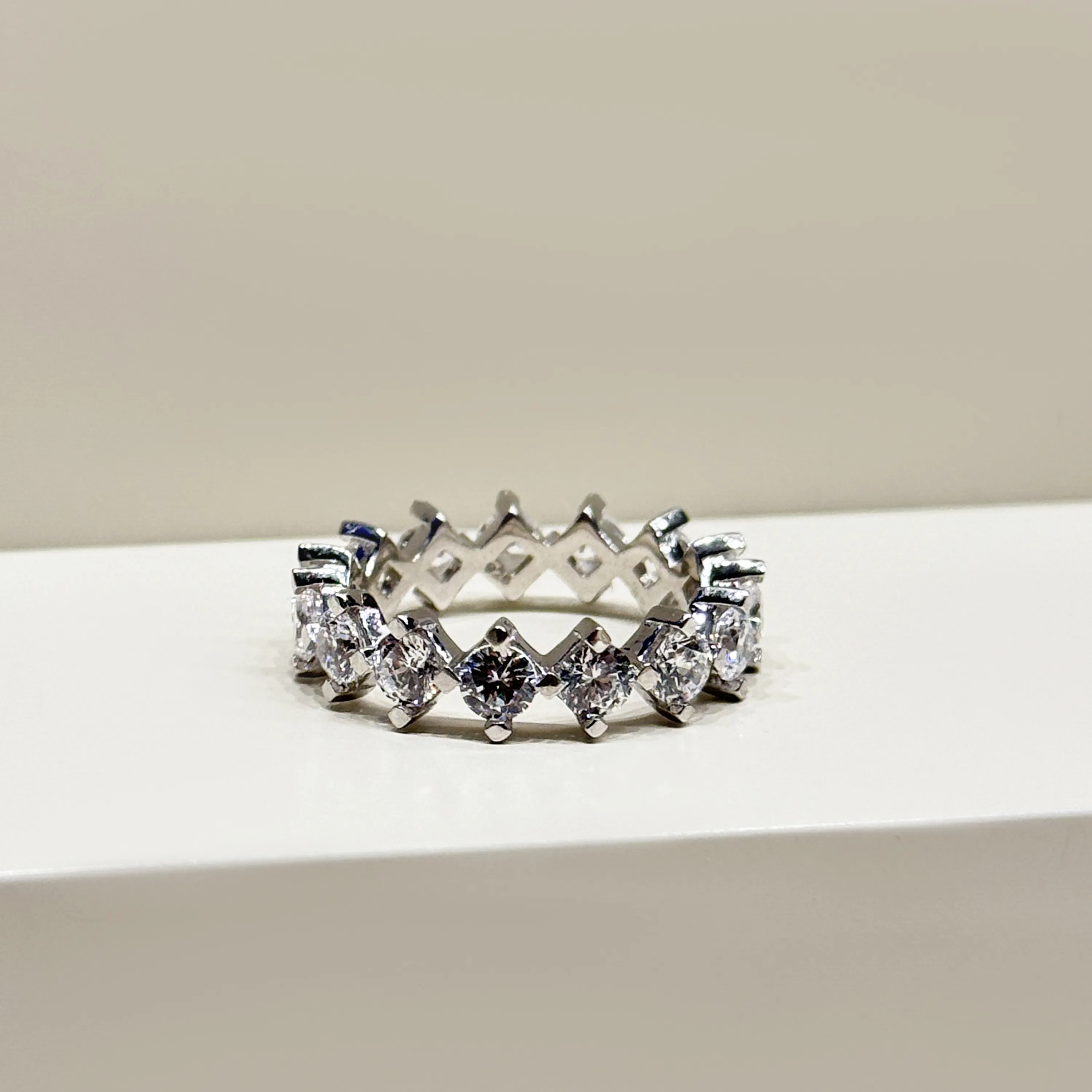 Silver wedding band with Swarovski zircon, 925 sterling silver