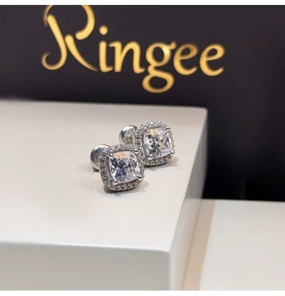 Silver earrings with Swarovski zirconia, 925 sterling silver - (R-0245)