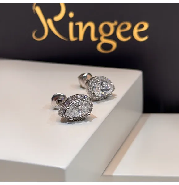 Silver earrings with Swarovski zirconia, 925 sterling silver - (R-0246)