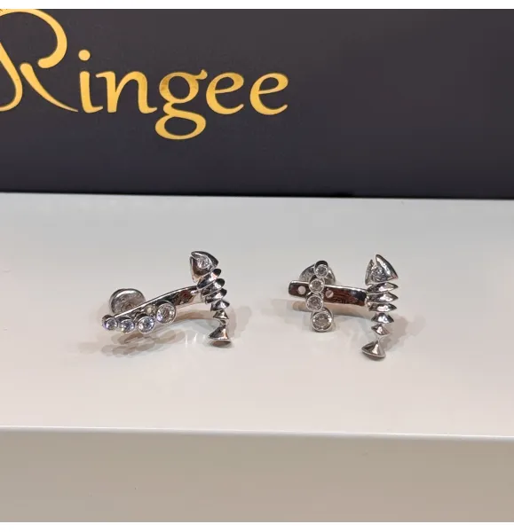 Turkish-made 925 sterling silver net earrings - (R-0281)