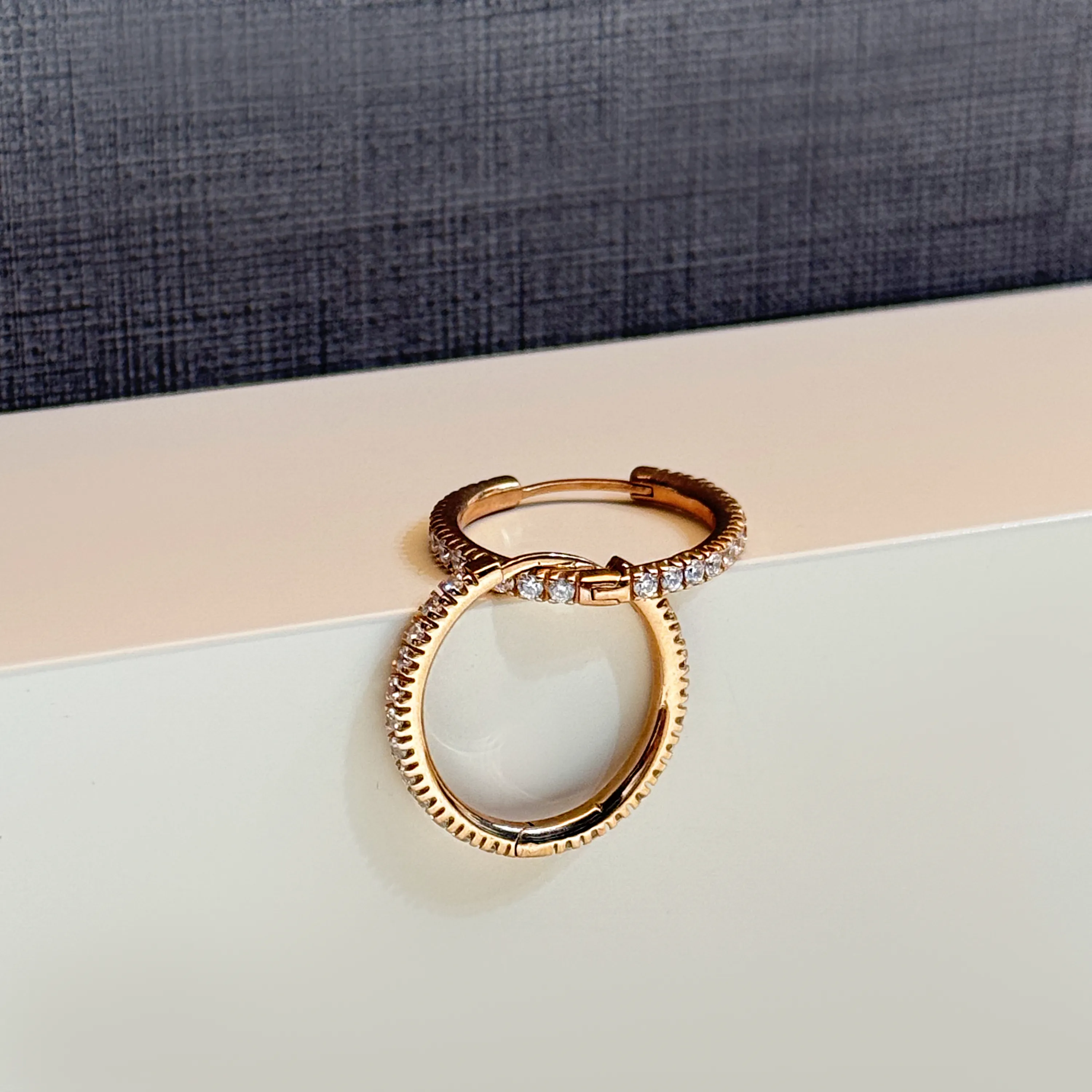 925 Sterling Silver Crescent Hoop with Swarovski Zircon