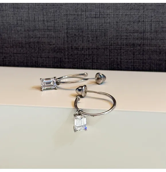 925 Sterling Silver Swarovski Zircon Hoop Earrings