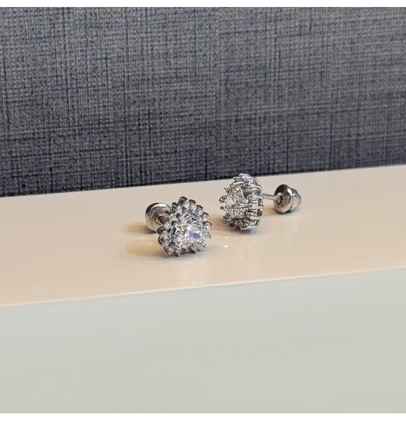 925 Sterling Silver Swarovski Zircon Hoop Earrings
