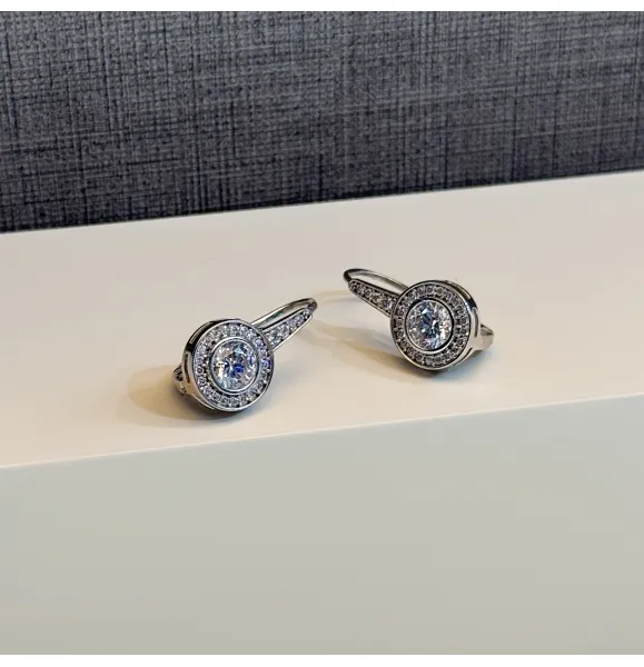 925 Sterling Silver Swarovski Zircon Hoop Earrings