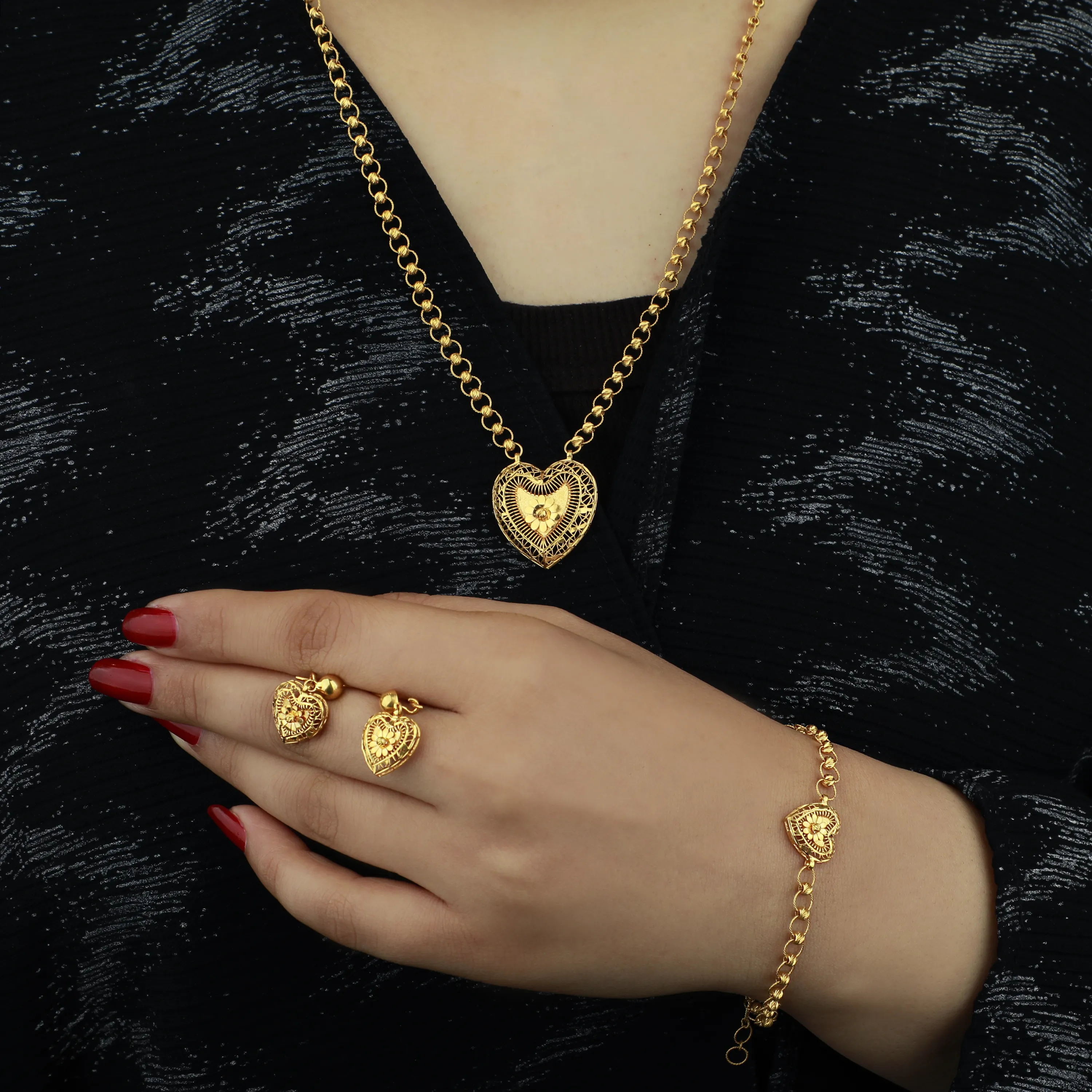 21-karat gold set, Turkish made 21-karat gold set, Turkish made