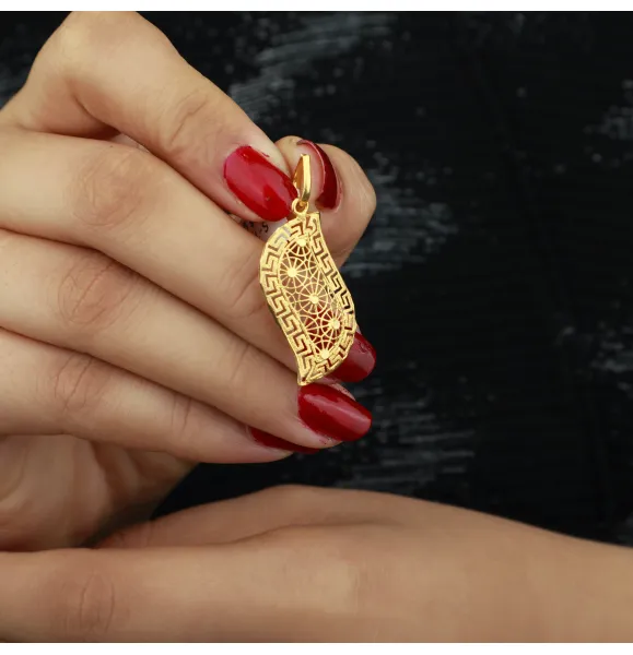 Heart-shaped pendant, 21 karat gold, Turkish made - (S-0136)