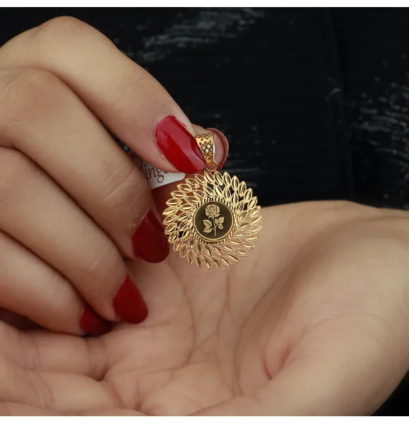 Heart-shaped pendant, 21 karat gold, Turkish made - (S-0137)