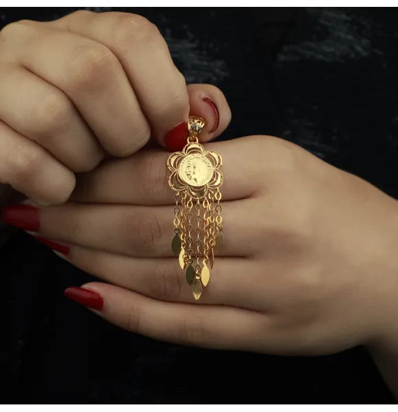 Heart-shaped pendant, 21 karat gold, Turkish made - (S-0144)