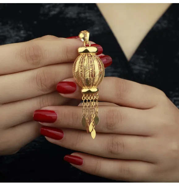 Heart-shaped pendant, 21 karat gold, Turkish made - (S-0145)