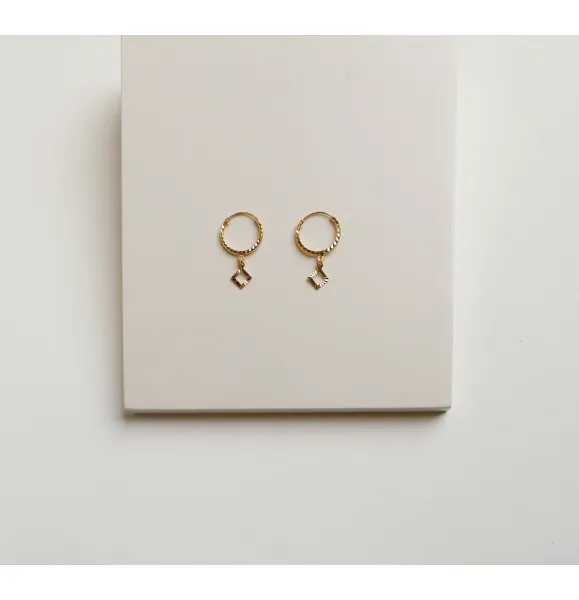 Children's round earrings, 21 karat gold, made in Singapore - (S-0168) Children's round earrings, 21 karat gold, made in Singapore - (S-0168)