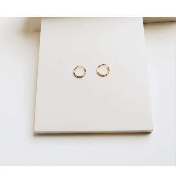 Children's round earrings, 21 karat gold, made in Singapore - (S-0172) Children's round earrings, 21 karat gold, made in Singapore - (S-0172)